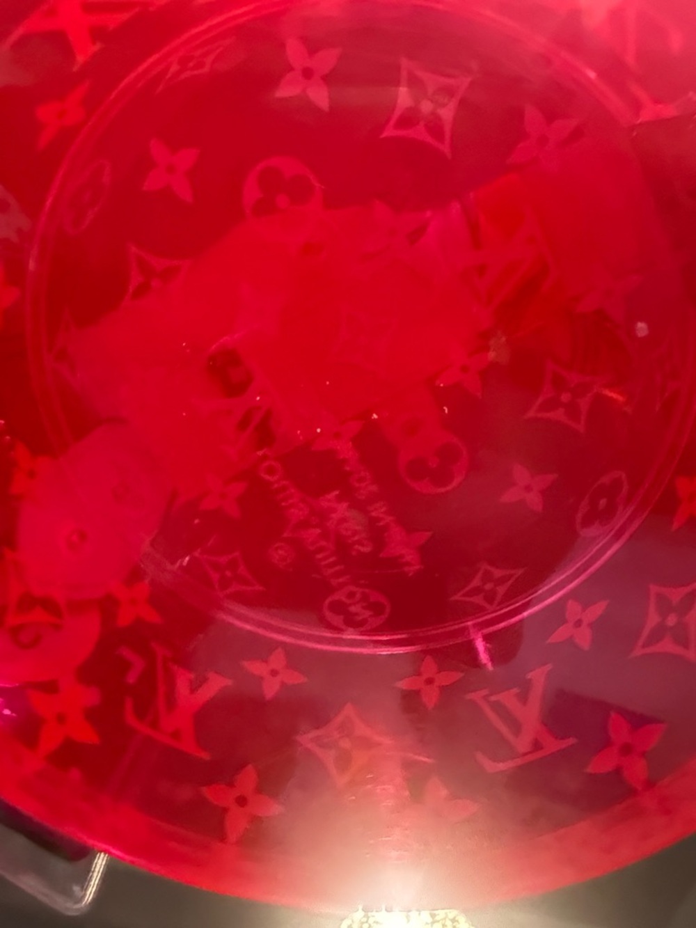 Louis Vuitton Clear Monogram Scott Case and Silk Scarf - White and Neon Red - Picture 7 of 9